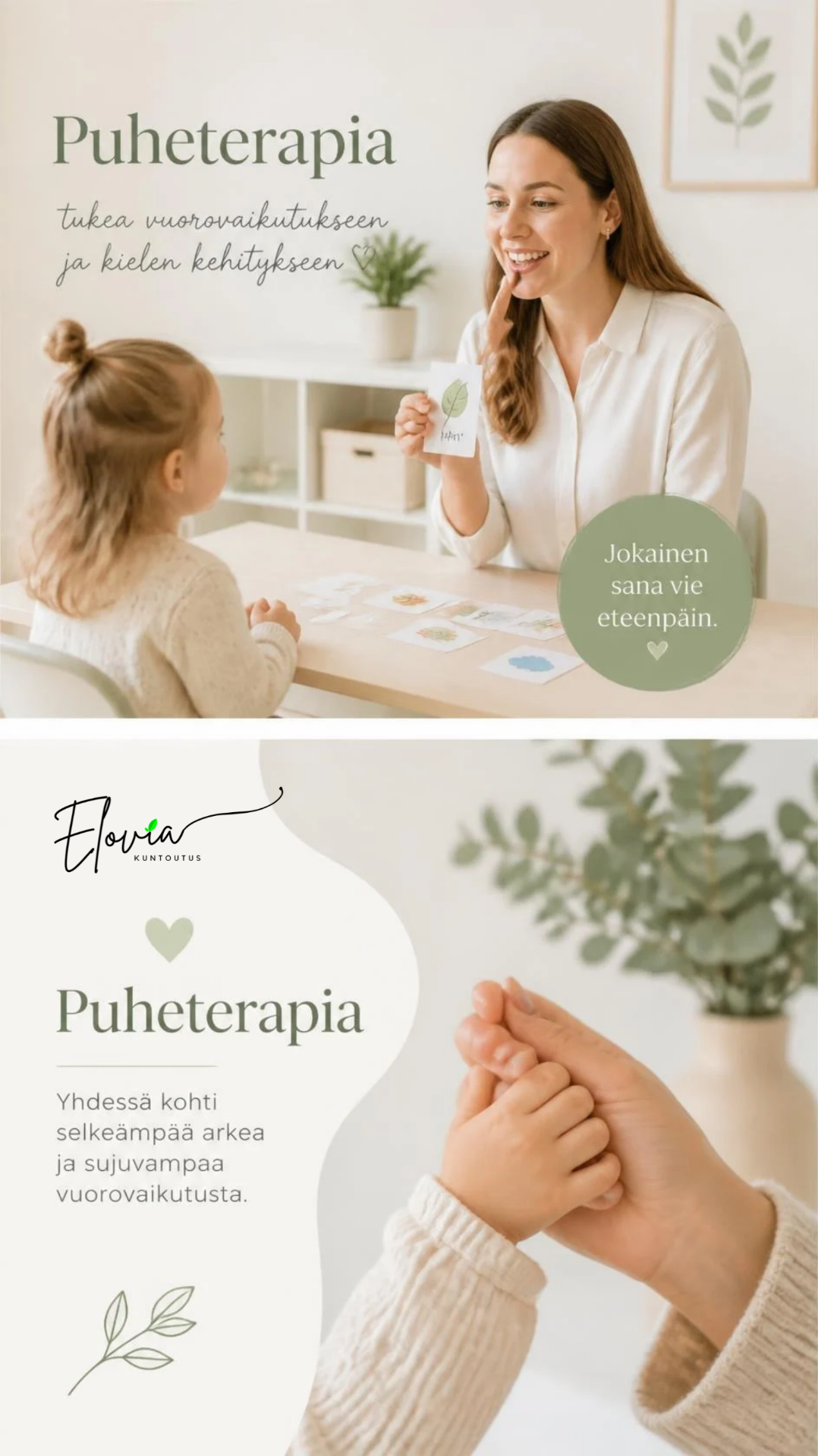Puheterapiaa puheselkeyden kuntoutukseen, kielen kehityksen haasteisiin tai aikuisneurologisiin puhevaikeuksiin. 